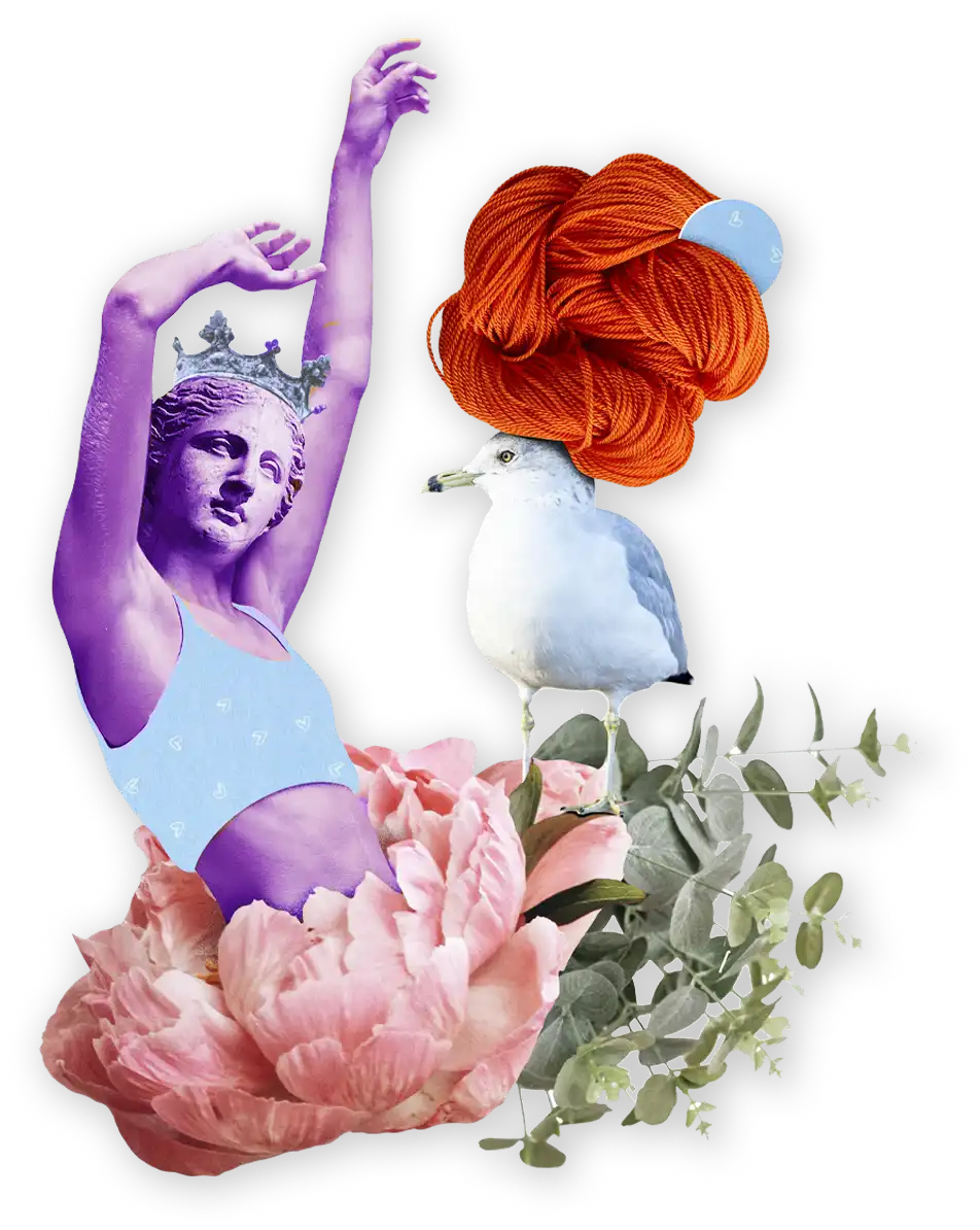 Estátua dançante entre flores