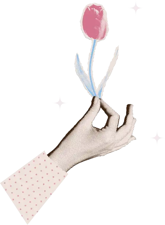 Mão segurando uma tulipa